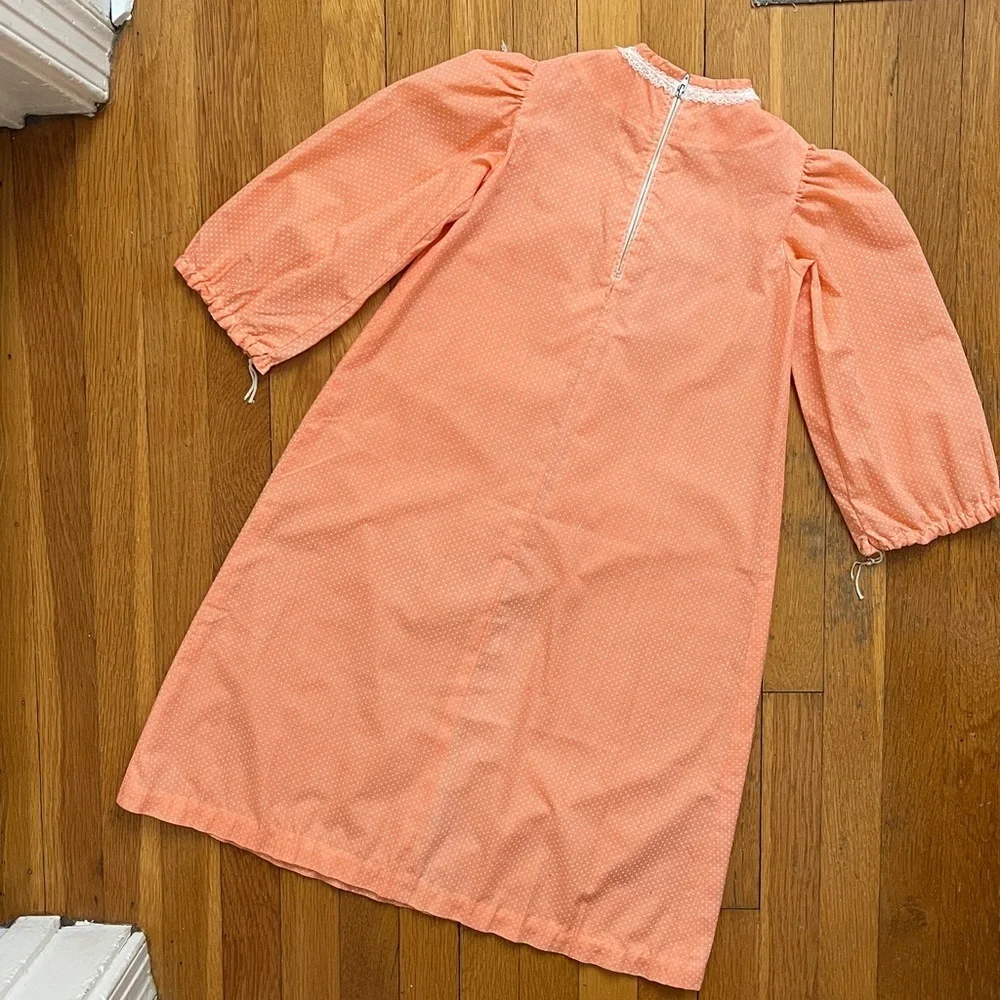 70s Vintage Handmade Girls Bicentennial Little House Prairie Dress & Bonnet